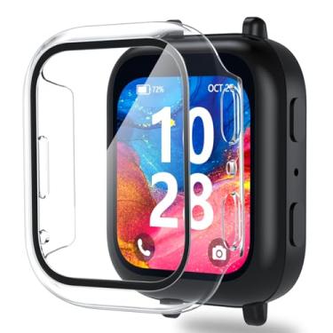 Imagem de ottpluscase 1 pacote de capa transparente para protetor de tela Bark Watch com vidro temperado 9H para crianças, capa protetora sensível ao toque geral para relógio Bark (transparente)
