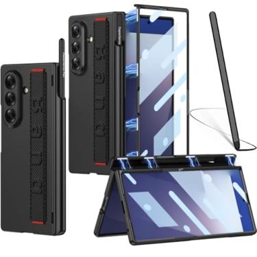 Imagem de NINKI Capa de fibra de carbono para Samsung Galaxy Z Fold 7 com suporte para caneta S e caneta, protetor de tela com dobradiça magnética rígida resistente para Galaxy Fold 7, capa masculina S Pen para