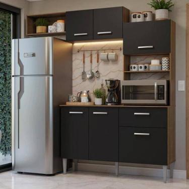 Imagem de Armário de Cozinha Compacta 196cm Rustic/Preto Aura Madesa 01, Rustic/