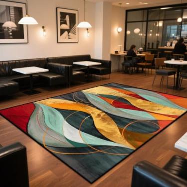 Imagem de Tapete para sala de estar, lavável, grande, estilo abstrato, decoração de área, capacho vermelho para entrada (200x250cm, 78,7x98 pol./CX035-flannel-3)