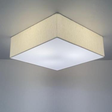 Imagem de Plafon Quadrado Md-3002 Cúpula em Tecido 50x50x15cm Linho Bege - Bivol