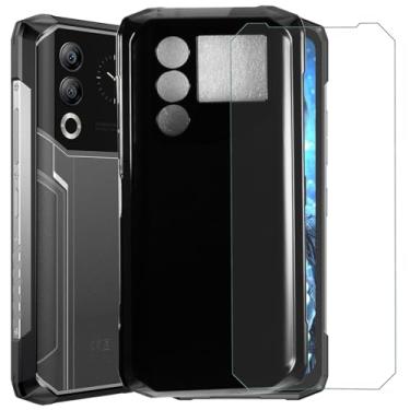 Imagem de MAOUICI Capa para celular Doogee Blade20 Ultra, capa macia de TPU antiimpressão digital, protetor de tela de vidro temperado [1 unidade] [6,6 polegadas]