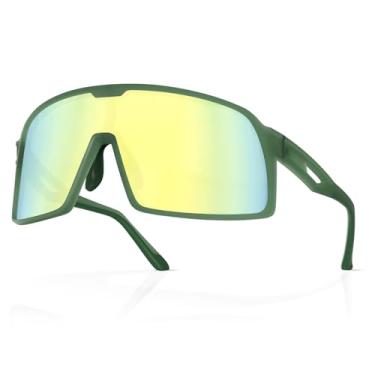 Imagem de MAXJULI Óculos de sol polarizados para crianças de 6 a 14 anos, meninos e meninas, esportes de beisebol ao ar livre, ciclismo, proteção UV400, 7707, Verde/ouro Revo, Standard