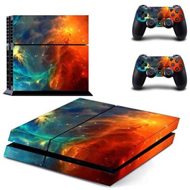 Imagem de Conjunto de capa adesiva de decalque de vinil UUShop Lighting Galaxy para console Sony PS4 e 2 controles de choque duplo