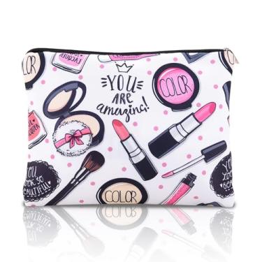 Imagem de Bolsa de maquiagem para lanche de unhas para mulheres e homens, sacos de armazenamento reutilizáveis com zíper para viagem, Natal, aniversário, presentes, amzing, Small, Amzing