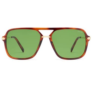 Imagem de SOJOS Óculos de sol para mulheres e homens, quadrados, retrôs, lentes polarizadas, aviador moderno, óculos de sol anos 90, Tartaruga transparente/verde claro, 54-17-147