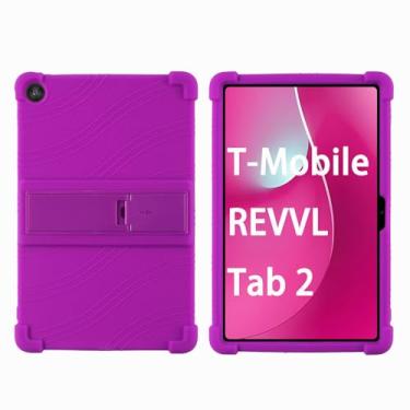 Imagem de Kwamaz Capa para Revvl Tab 2 (2025), capa infantil de silicone macio para tablet Tmobile Revvl Tab 2, com suporte (roxa)