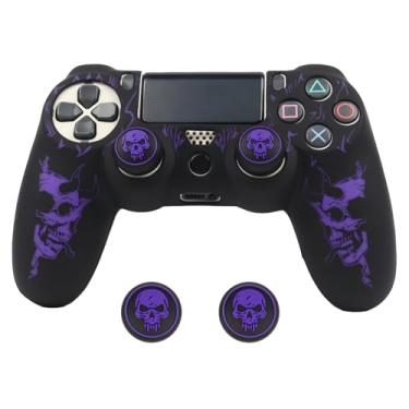 Imagem de RALAN Capa de controle com design de cabeça de caveira com 2 alças de polegar compatível com PS4/Playstation 4 Slim/Pro Controller