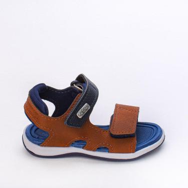 Imagem de Sandália Infantil Papete Kidy Fecho Duplo Marrom e Azul