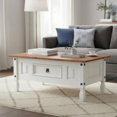 Imagem de Mesa De Centro Madeira Maciça 1 Gaveta - stox, Branco