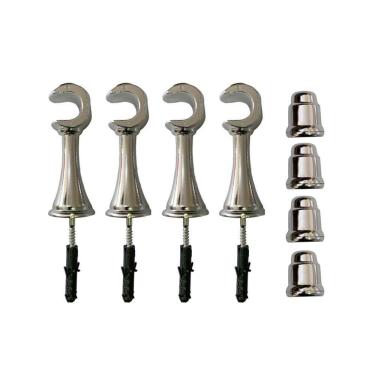 Imagem de Kit 4 Suporte Para Varão Cortina Com Ponteira 19Mm Cromado