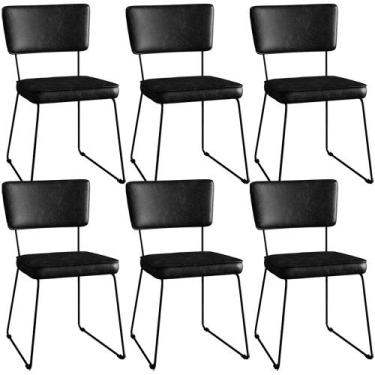 Imagem de Kit 6 Cadeiras Decorativas Estofada Sala De Jantar Base Aço Allana L02