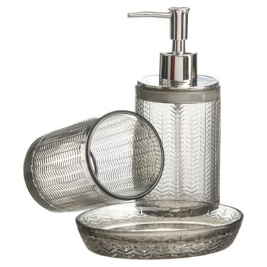 Imagem de Conjunto Lavabo Banheiro Vidro Dispenser Líquido Escova Pia