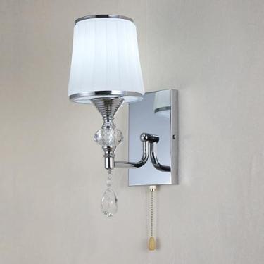 Imagem de Luminária de parede de cristal retrô, luminária moderna para penteadeira, luminária cromada para banheiro com cúpula de vidro branco leitoso, mesa de penteadeira de meados do século, ilumina