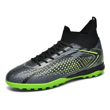 Imagem de Saynnie Chuteiras de futebol masculinas femininas para uso interno unissex cano alto AG TF botas de futebol juvenil beisebol rúgbi tênis de treinamento, 5505 Preto Tf, 8.5 Women/7 Men