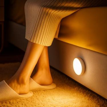 Imagem de Luminárias LED Recarregáveis Com Sensor De Movimento, Luz Automática Para Armário, Corredor, Quarto, Escada, Com Ímã E Fita Adesiva (Luz Amarela (Quente))
