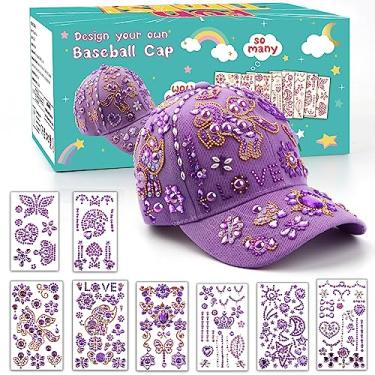 Imagem de Perpetily Presentes para meninas de 5, 6, 7, 8, 9, 10, 11 e 12 anos, presentes de Natal decoram seu próprio boné de beisebol, artesanato para meninas de 6 a 8 a 12 anos, kit de artes e artesanato para