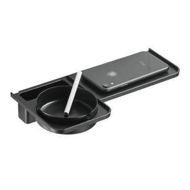 Imagem de Suporte para banheiro montado na parede, prateleira de vaso sanitário de plástico moderna com cinzeiro de aço inoxidável, sem perfuração, rack de armazenamento de vaso sanitário que economiza espaço