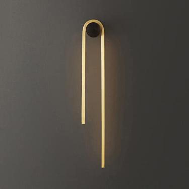 Imagem de Luminária de parede LED moderna, luminária de parede linear de cobre, faixa longa, decoração de sala de estar, luminária de parede interna para quarto, corredor de hotel (tamanho: 40 cm)