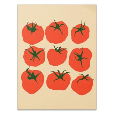 Imagem de Arte de parede de cozinha moderna impressões de tomate ecléticos pôsteres de comida moderna imagem de tomate mediterrâneo para decoração de parede de sala de jantar em casa café 28 x 35 cm sem moldura