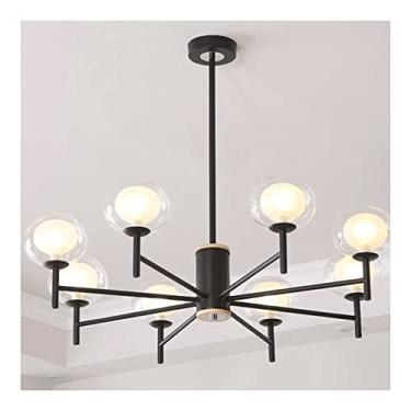 Imagem de Lustre Globo de Vidro Lustre de meados do século Luz Pingente de Metal Hastes Ajustáveis Luminária Pendurada para Fazenda Sala de Jantar Quarto Cozinha Sala de Estar Hall de Entrada (