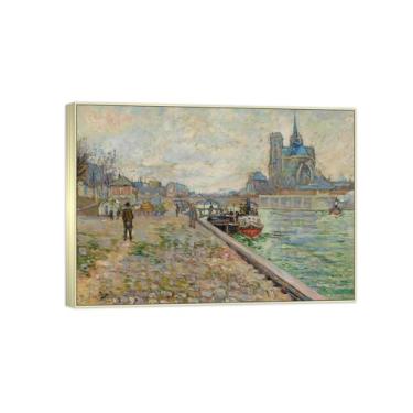 Imagem de Impressão em tela famosa pintura - imagem de arte de parede de paisagem - cais - pôster com moldura prateada para decoração de casa 20 x 30 cm 8 x 12 pol