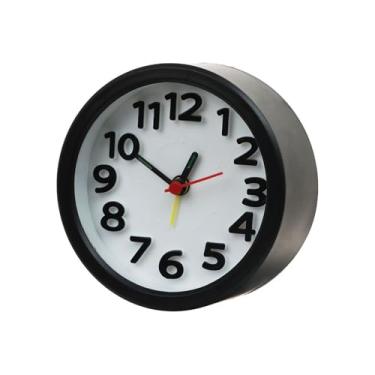 Imagem de Despertador digital, despertador criativo, decoração de mesa de cabeceira, sem tique-taque, relógio de números silenciosos, quartzo, operado por bateria, para pessoas com sono pesado (preto)