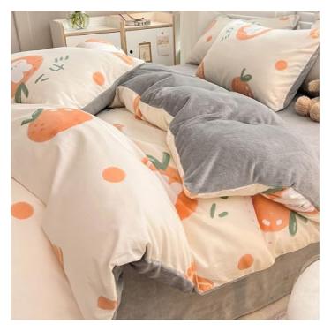 Imagem de Conjunto de 4 peças de capa de edredom de veludo leite, algodão roxo uva, veludo, flanela, espessa, capa de edredom, floral reversível com fecho de zíper (cama de 4 1,8 m)