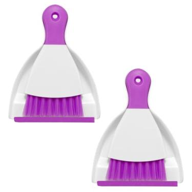 Imagem de NACENA Conjunto de 2 mini pá de lixo e escova, conjunto de vassoura pequena e pá de poeira e mini vassoura de mão, conjunto compacto para mesa doméstica, teclados, sofá, cozinha, animais de estimação