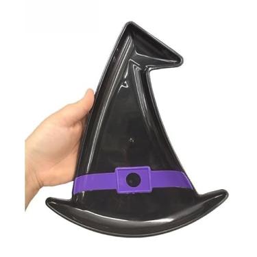 Imagem de Bandeja Petisqueira Chapéu de Bruxa Decorativa Para Festa Halloween Porta Doces(Preto,1 unidade)
