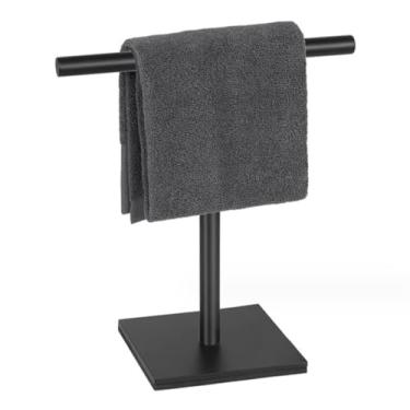 Imagem de Toalheiro de pé toalheiro em aço inoxidável 304 toalheiro moderno para bancada de casa de banho com barra de 10 polegadas toalheiro independente (Siyah 27,3 * 32 cm)