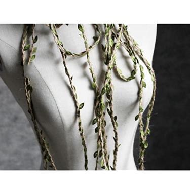 Imagem de Tecido de videira verde artificial com acessórios de flores decorados à mão folhas 1,5 * 0,8 cm largura da videira 1 cm espessura da videira 1,54 mm 50 cm