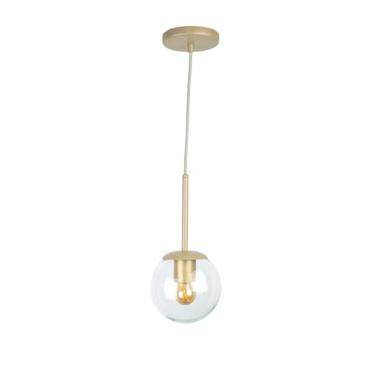 Imagem de Enluz Iluminação, Lustre Pendente Jabuticaba Dourado Champanhe Vidro Transp