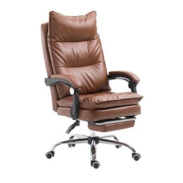 Imagem de TLTDSMYF Cadeira de chefe, cadeira giratória de encosto alto, cadeira de secretária para computador com apoio para os pés, cadeira executiva ergonómica de couro PU para escritório