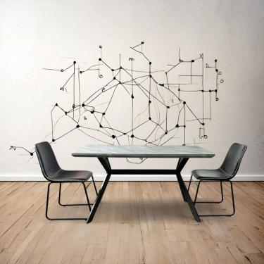 Imagem de Mesa Fabricada Mdf Alta Densidade com Tampo Alba Marmorizada