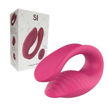 Imagem de Vibrador de Casal com Controle Remoto 7 Modos de Vibração 2 Motores 9,5cm x 3,5cm em Silicone Recarregável