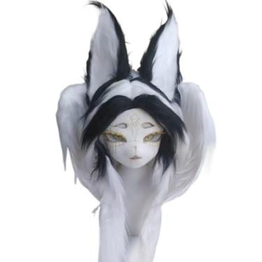 Imagem de Máscara de Cabeça de Animal, Fantasia Artesanal de Gato e Raposa, Adereço para Cosplay e Halloween (Style 2 (with wings))
