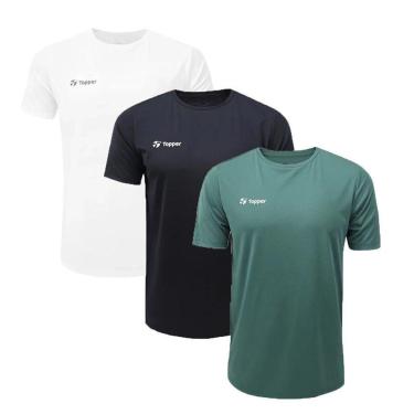 Imagem de Kit 3 Camisetas Topper Sky Feeling Masculina - Branco e Verde GG-Masculino