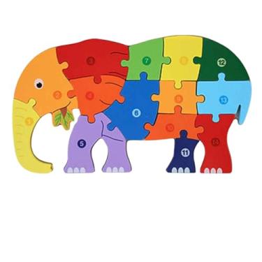 Imagem de Quebra Cabeça Elefante Em MDF 3D Colorido Educativo Infantil Didático Sensorial Motor 29,5x22cm