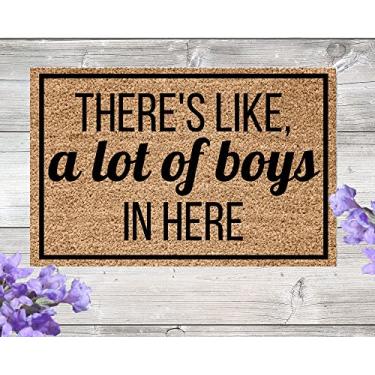 Imagem de Theres Like A Lot of Boys in Here Capacho engraçado, tapete de boas-vindas engraçado, tapete de porta da frente, tapete de porta fofo, tapete de porta engraçado 40 x 61 cm