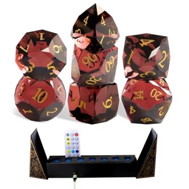 Imagem de Crystal Amethyst Dungeons and Dragons Dice Set with Gift Case, DND RPG Tabletop Gaming Polyhedral Gemstone Dice (SJ-007)