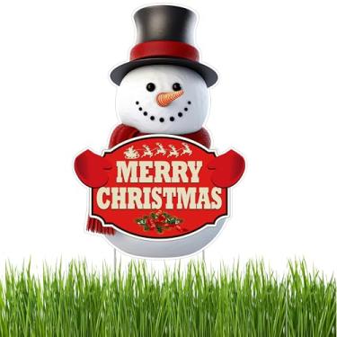 Imagem de Rogue River Tactical Boneco de Neve Boneco de Neve Feliz Natal Placa de Quintal Clássica Decoração para Casa Decoração de Gramado com Estacas Boas Festas Feliz Natal Placa de Feriado de Natal Papai No