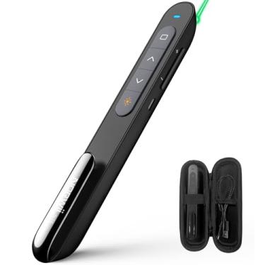 Imagem de Controle remoto de apresentação Norwii N76 Recarregável com ponteiro, longo alcance, apresentador sem fio para apresentações em PowerPoint, controle de slide (luz verde)