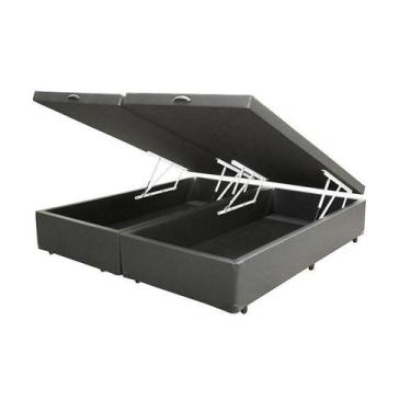 Imagem de Base Box Baú Queen Bipartido Khouse Sintético Cinza 40x158x198