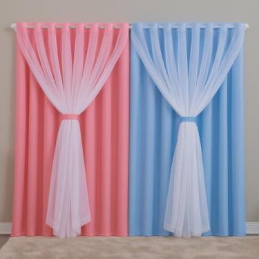 Imagem de Cortina Voil com Forro, 3,00x2,20m, 2 Panos, Decorativa para Sala e Quarto, Branco (ROSABB/AZULBB)