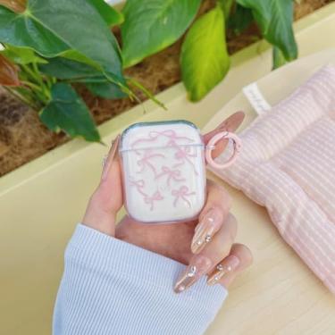 Imagem de Compatível com Airpods 2 e 1, capa macia com estampa de laço fofo, design moderno, laço, estética, à prova de choque, capa de fone de ouvido para AirPods 2 e 1 - transparente