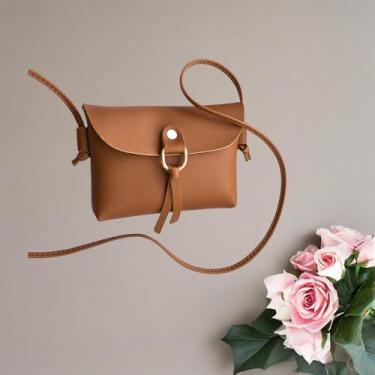 Imagem de Pequena bolsa tiracolo feminina mini bolsa de ombro bolsa de telefone borla bolsa transversal ideal para passeios leves, Marrom, Simplicidade