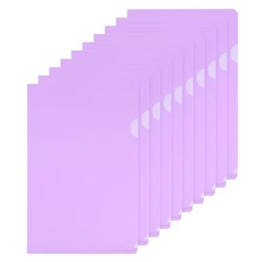 Imagem de Pastas tipo L pacote com 10 bolsos de plástico A5 para projetos de arquivos de papel transparente para escritório, roxo