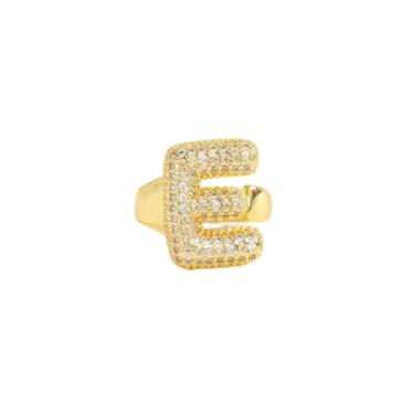 Imagem de 1 anel ajustável com letra completa - joia moderna adequada para uso diário, Natal, Ano Novo, Dia dos Namorados, presente de feriado, Cobre, Sem pedra preciosa