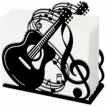 Imagem de Suporte de guardanapo de guitarra e partitura para mesas em forma de guitarra suporte de guardanapo de ferro preto design de música suportes de guardanapo suporte de guardanapo decoração prática para